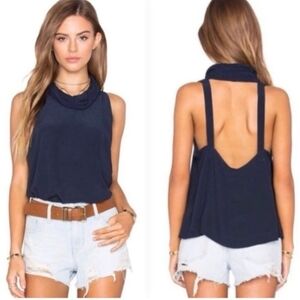 Free People City Lights Cutout Back Cowl Neck Top